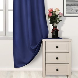 DWCN Navy Blue Blackout Curtains Blocking Light Room Darkening Thermal Insulated Grommet Window Curtain for Bedroom Living Room Privacy Solid Drapes 38 x 54 Inches Length, Set of 2 Thick Panels