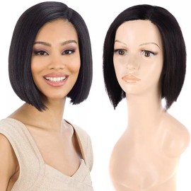 Beautyonline Peluca De Encaje Cabello Humano Natural 25cm Negro + Gorra