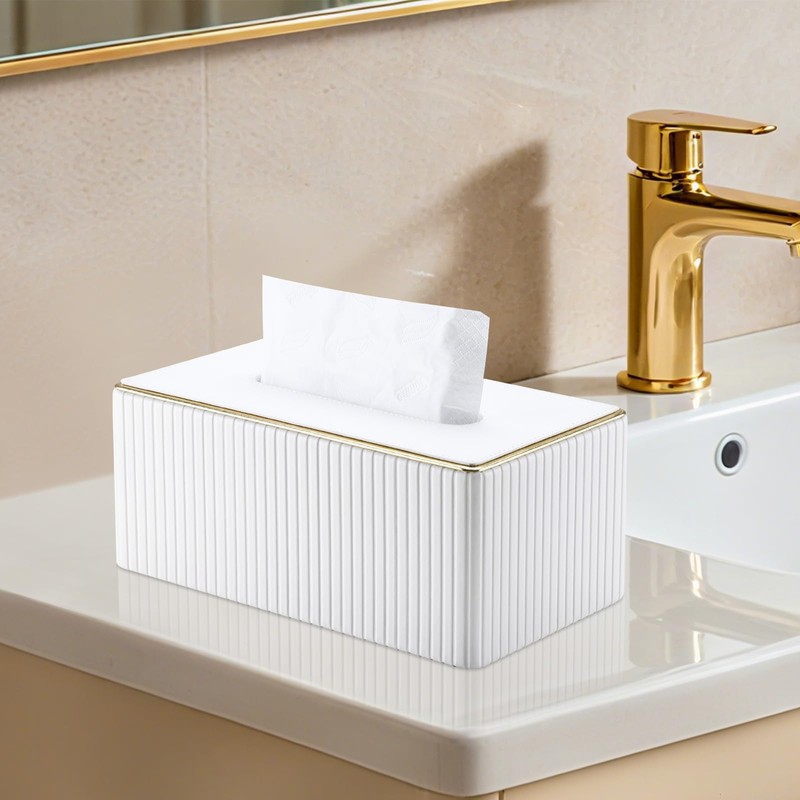 Richblue Tissue Case Tissue Box PU Leather Box Tissue Gold