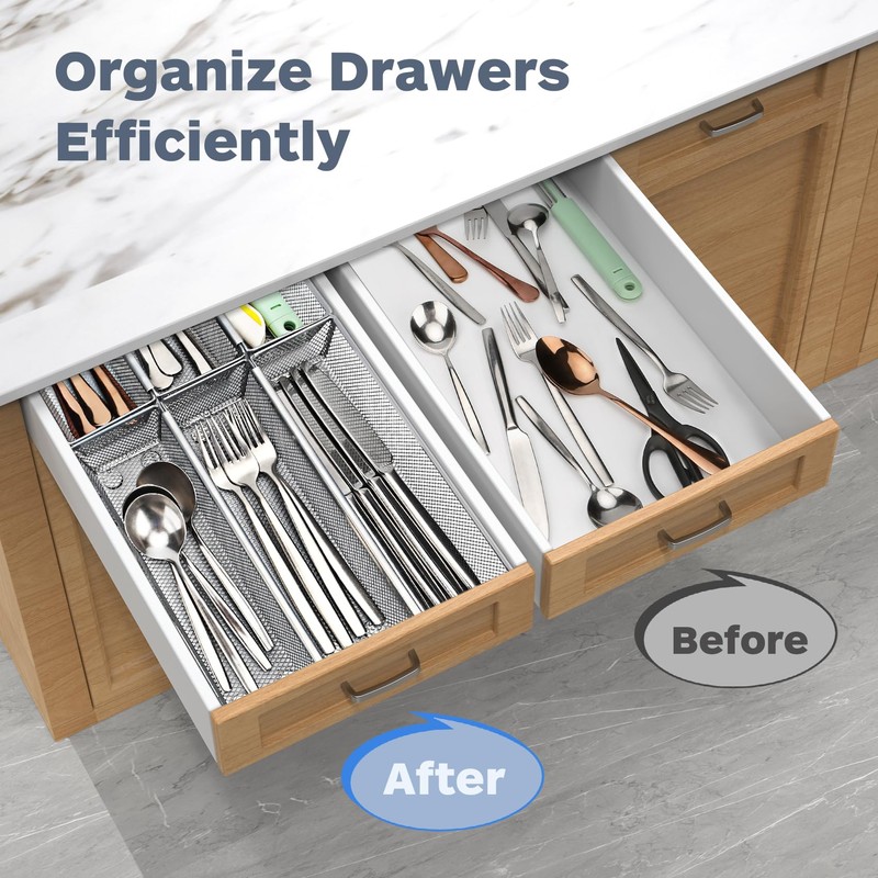 Smgmg Silverware Drawer Organizer, Cutlery Drawer Organizer, 6 Pack Utensil