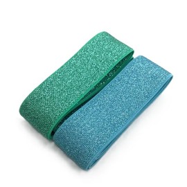 Nastro glitterato elastico 40 mm morbido e flessibile | Nastro glitterato con lurex | Elastico per fondo gonne, pantaloni, abbigliamento fai da te | 1 m pezzi, vendita al metro o set di colori (Set 4)