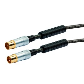 Schwaiger Premium Antennen Anschlusskabel 110 dB mit Ferritkern, 1,5m, schwarz, IEC Stecker > IEC Buchse, 4-Fach Schirmung, 75 Ohm, digital, HDTV, DVB-C/DVB-T2