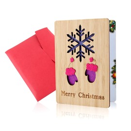 Wooden Greeting Card, Wooden Greeting Card, Christmas Cards, Merry Christmas Card, Real Bamboo and Wooden Greeting Cards, Colourful Christmas Motifs, Christmas Gifts and Wishes, Christmas Themes