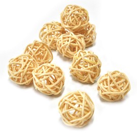 Loveril 10 Pcs Mini Munche Balls 3cm Size Natural Color Uncolored Pet Toys for Parakeet, Parrot, Hamster, Rabbit, Cat etc (1 Piece)
