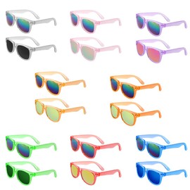 AUTOWT 16 PCS Kids Sunglasses Bulk for Boys Girls, 80s 8 Colors Neon Sunglasses with UV400 Protection for Party Favors