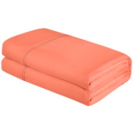 Royale Linens - Sábana encimera de microfibra cepillada, 1800 hilos, ultrasuave y transpirable, resistente a las arrugas (tamaño Queen, color coral)