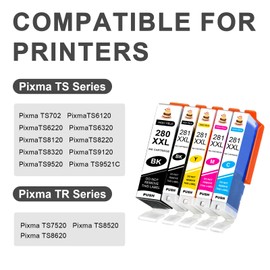 TerraLyxus TerraLyxus Refillable 280XL 281XL 280 XL 281 XL Ink Cartridges Compatible for PIXMA TR8620 TR8620a TS702 TS702a TS6120 TS6220 TS6320 TS8120 TS8220 TS8320 TR7520 TR8520 TS9120