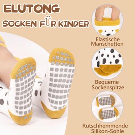 ELUTONG Rutschfeste Socken für Baby, 5 Paar dickere und wärmere ABS Kindersocken für Jungen und Mädchen 3-5 Jahre(pinguine)