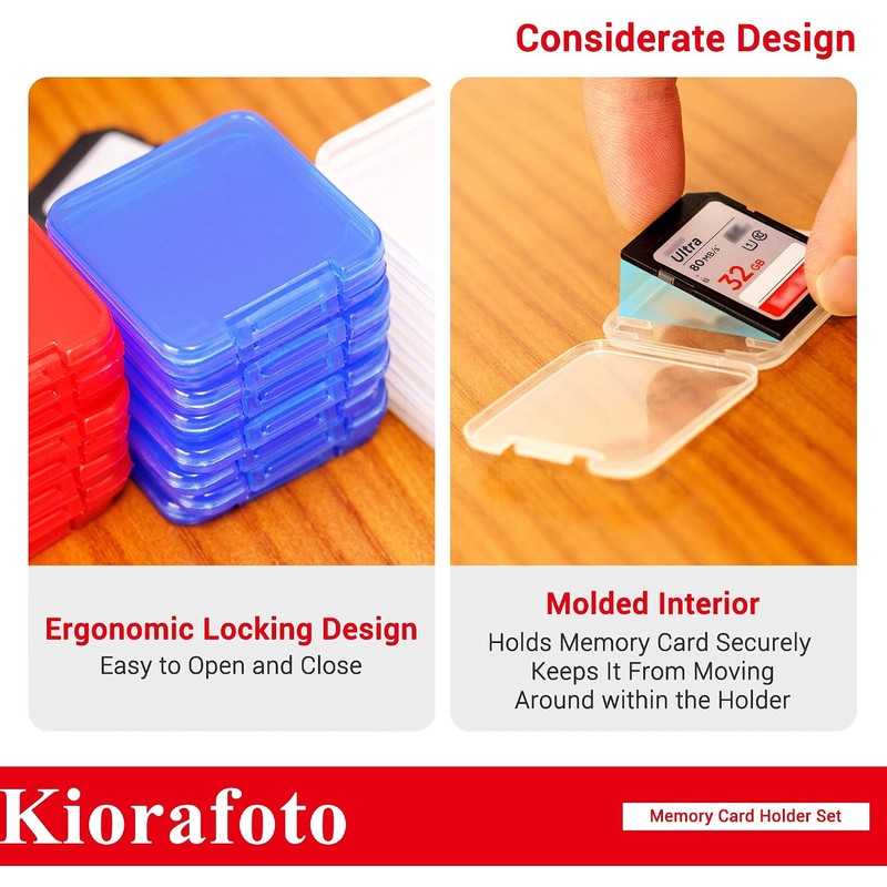 Kiorafoto 24PCS Estuche De Plástico Transparente Multicolor para Tarjetas SD