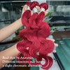 Anmetan Red Burgundy Human Hair Bundles with Closure Body Wave,