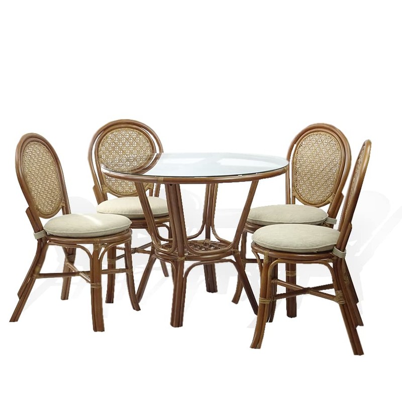 Denver Dining Handmade Wicker Side Chair with Cream Cushion Natural