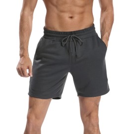 LRD Pantalones cortos deportivos para hombre de 7 pulgadas de entrepierna, casual, con bolsillo deportivo, Carbón, Small