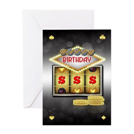 CafePress Birthday Greeting Card Casino Theme With Slots And Folded Greeting Card Glossy
