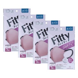 フィッティ マスク 不織布 スタイルフィット プラス 立体 7枚入 4個パック (オールドライラック ふつうサイズ)
