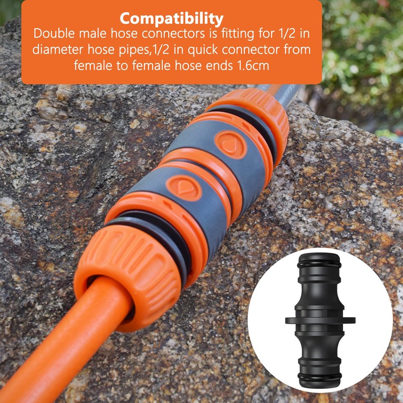 HAOBIN Pack of 8 1/2 Inch Double Plug Hose Connectors