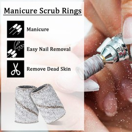 Henyall 180 Grit Sanding Bands Nail Drill 100Pcs,Sanding Band Nail Drill Set with Mandrel Bits,Fine Grit Nail File Sanding Bands for Manicures, Acrylic Nail, Gel Nail,Natural Nails and Pedicure,White