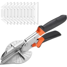 Mitre Scissors, Multi Angle Trim Cutter, Adjustale at 45 to 135 Degrees Sealing Scissors, Hand Tools for Cutting Softwood, PVC, Plastic and More with 12 Pieces Extra Replacement Blades