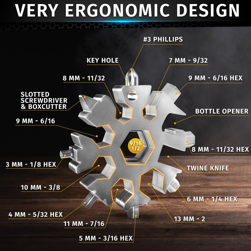 18 in 1 Snowflake Multi Tool for Men Set of