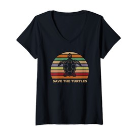 Womens Save the Turtles -Vintage Style V-Neck T-Shirt