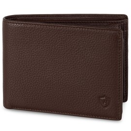 Von Heesen® Men's Wallet, TÜV (Technical Inspection Association) Certified Cryptalloy® RFID Protection, Leather Wallet Men (Genuine Nappa Leather), Gifts for Men Leather, Brown (model 2021).