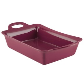 Rachael Ray 47860 9" x 13" Rectangular Stoneware Baker, 9 Inch x 13 Inch, Burgundy