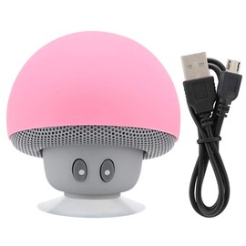 Fdit Bluetooth Speaker, Support Hands-Free Answering The Phone with Microphone, Mini Wireless Portable Mushroom Subwoofer With Suction Cup Function (Pink)