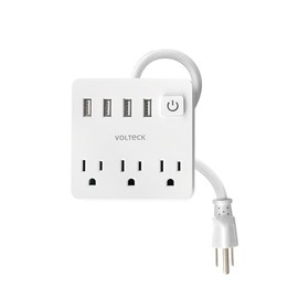 Volteck MUL-3U, Multicontacto 16 AWG doméstico 3 entradas 4 puertos USB color blanco