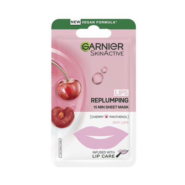 Garnier SkinActive Moisture Bomb Cherry Lip Mask, Enriched With Cherry