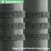 Dynamene Charcoal Grey Fabric Shower Curtain, Tufted Chenille Striped Cloth