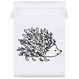 Azeeda 25cm 'Floral Hedgehog' Satin Drawstring Bag/Pouch (SB00018773)