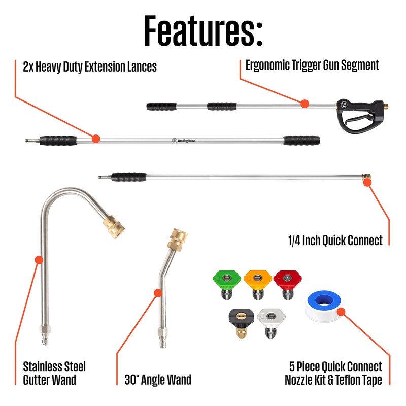 Westinghouse 9 Ft. Pressure Washer Extension Wand for Gas and