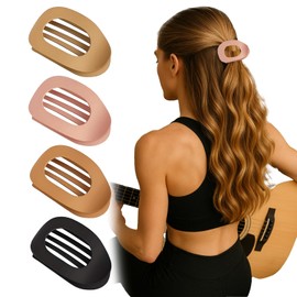 Flat Claw Clip, Flat Hair Claw Clips, 4 PCS Curved Design French Barrette Accessories, Claw Clip for Thin Hair Thick Hair for Women Girls