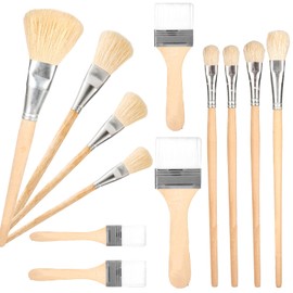 12pcs Gilding Brush Set, Paint Brush Set Acrylic Gold Leaf Brush Wartercolor Foil Goat Hair Mop Blending Brushes for Painting Art Crafts Supplies