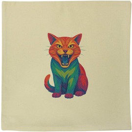 Azeeda 40cm x 40cm 'Pop Art Fierce Cat' Canvas Cushion Cover (CV00043552)