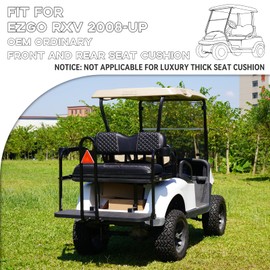 HANGKUNNEE EZGO RXV Seat Covers, EZGO Golf Cart Seat Covers for 2008+ EZGO RXV OEM Ordinary Seat, Marine Grade Vinyl Leather, Anti-Scratch/Anti-Fading/Easy to Install, Black/4 PCS