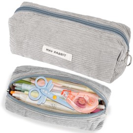 Maxmoc Pencil Case Corduroy Fabric Pencil Case Girls Pencil Case School Pencil Case for Women Girls, gray, simple