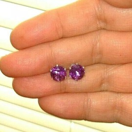 SOFT SOUTHERN STUFF AMETHYST EARRINGS PURPLE AFRICAN MINED BIG 8MM HEAT TREATED GEMS XTRA BIG BACKS