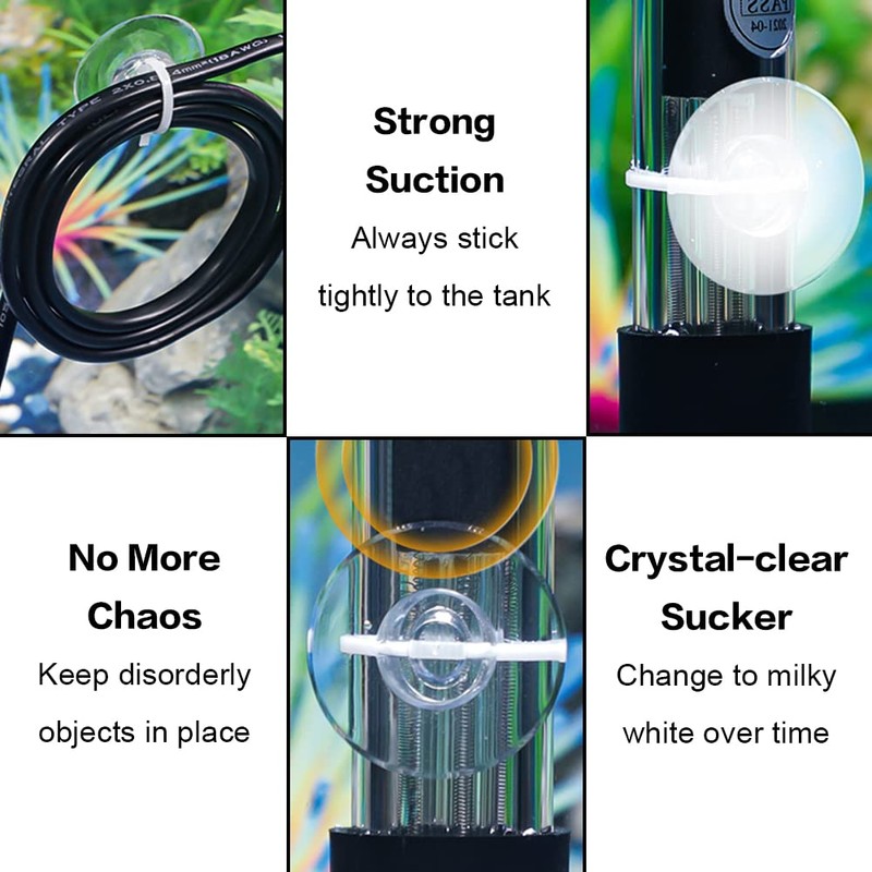 Aquarium Suction Cups with Cable Ties, Transparent Aquarium Suction Cup