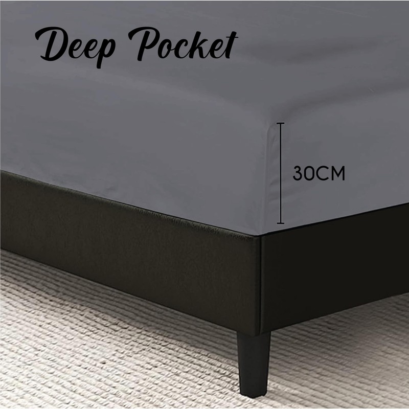 Funky Gadgets Double Fitted Sheet, Grey - 300 Thread Count