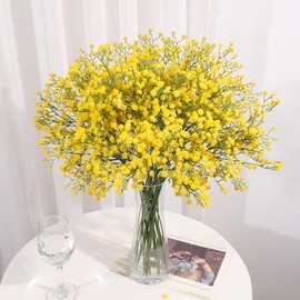 DEEMEI Artificial Baby Breath Bouquets Gypsophila Flowers Real Touch Faux Baby‘s Breath Flowers for Wedding Floral Arrangement Party Home Decoration - Color: Yellow, Specification: 15 PCS