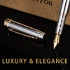 Keyzor Luxury Fountain Pen - Fancy (Silver) Pen 24K Gold