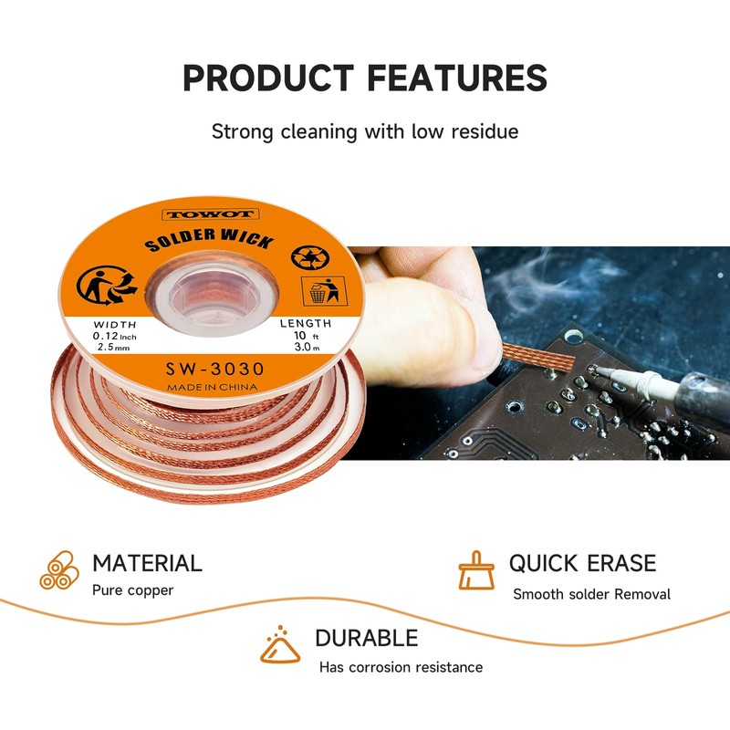 TOWOT Solder Wick, Desoldering Braid, Flux Wick, and Desoldering Wicks