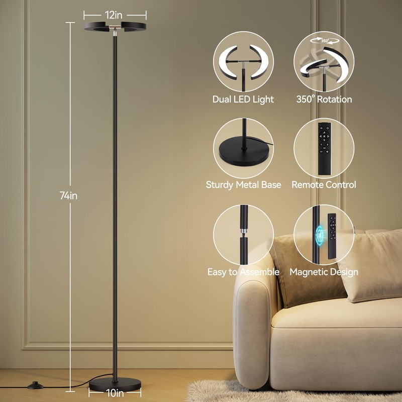 SUNMORY Floor Lamps for Living Room, 28W Bright LED Floor