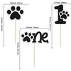 Gyufise 24Pcs Dog Paw One Cupcake Toppers Glitter 1st Birthday