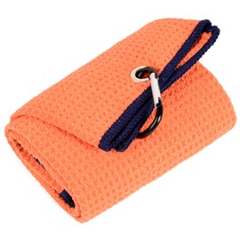 Mile High Life Tri-fold Towel | Premium Microfiber Fabric | Waffle Pattern | Carabiner Clip | Men's and Women's Orange Golf Towel