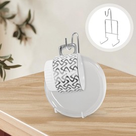 Unomor 1Pcs Tea Cup and Saucer Stand Display Rack Cup Holder Desktop Stand Metal Cup Holder Iron Black