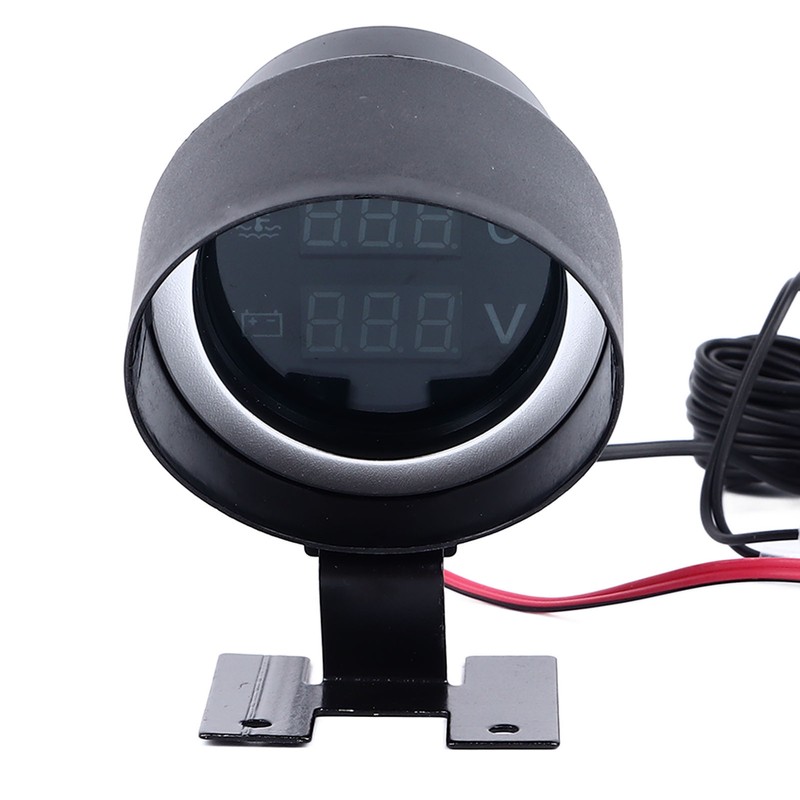 Water Temp Gauge Voltmeter 2 in 1 Round Digital Display