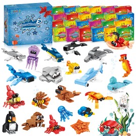 Zitetbolo Party Favors for Kids - 24 Pack Ocean Animals Building Block Toy Goodie Bags Fillers Classroom Prizes Stuffers Gifts Building Set, Christmas Birthday Gift for Boys Girls Ages 6-12
