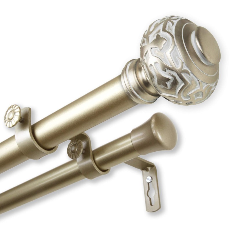 Rod Desyne 1" Maple Double Curtain Rod, 48-84", Gold