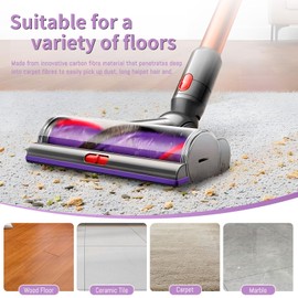 ACCTDLF Wheels and Roller Brush Kit Replacement for Dyson V10 SV12 Vacuum Cleaner Motorhead Parts,for 50W Direct Drive Motor Head that Have 3-Hongs on the Driveshaft,Compatible with V10 PART